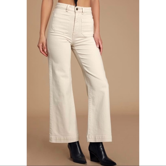 Rolla's Sailor Cream High Rise Wide-Leg Jeans (26) - Picture 3 of 9